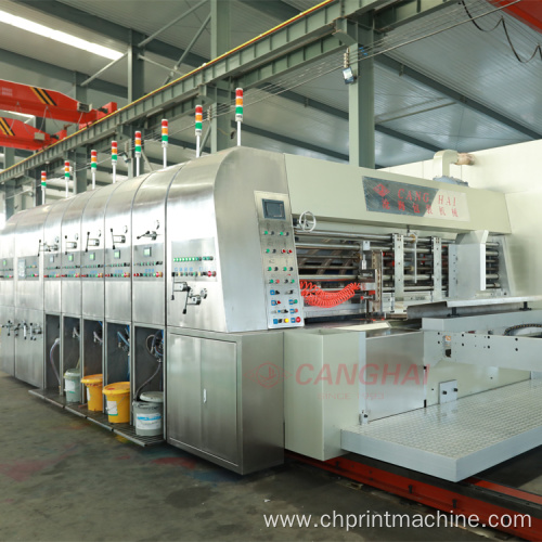 corrugated box printing folding gluing inline machine